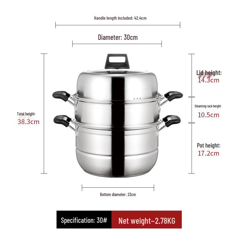 LiLang 3-Layer Stainless Steel Steamer & Soup Pot
