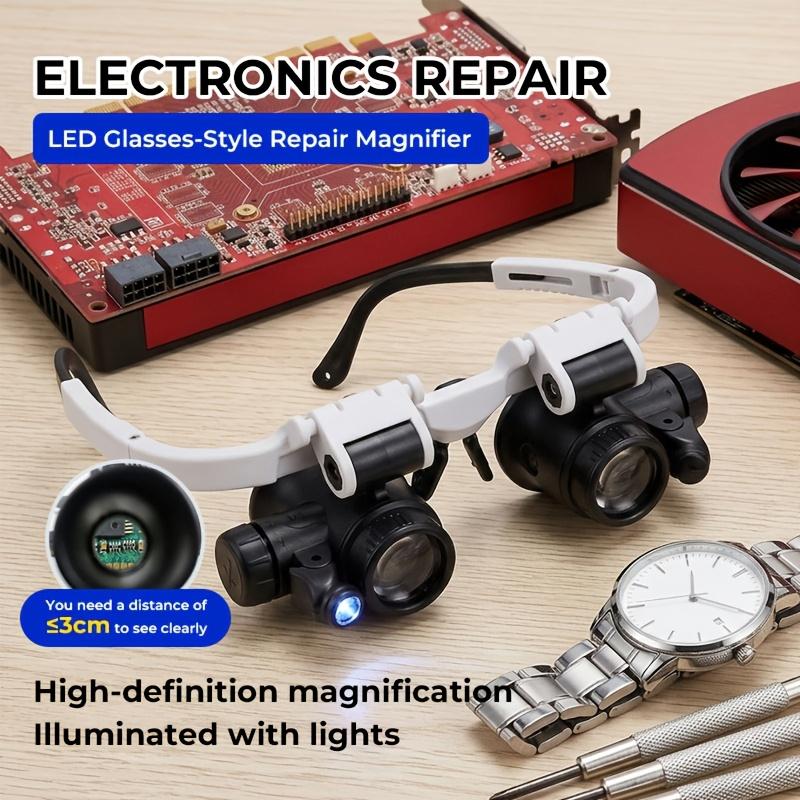 Belt LED Head-mounted Magnifying Glass with Light, Rechargeable Head-mounted Magnifying Glass 8X/15X/23X Optical Magnifying Glass with Lenses, for