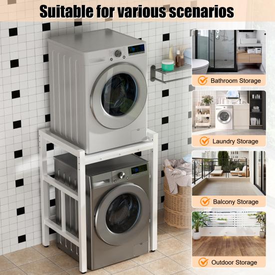 Washing Machine Shelf, Over The Washer Storage Shelf, Height-Adjustable Dryer Stand, Storage Rack Over the Washing Machine, Load Capacity 250 Kg