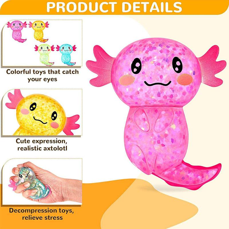 Giocattolo Axolotl Antistress Decompressione Glitterato Carino Zucchero di Malto Spremibile Giocattolo Fidget Per Adulti Bambini Regalo Festa di Compleanno