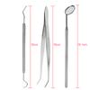 3pcs/set Stainless Steel Dental Tool Mouth Mirror Probe Plier Tweezer Teeth Clean Hygiene Kit