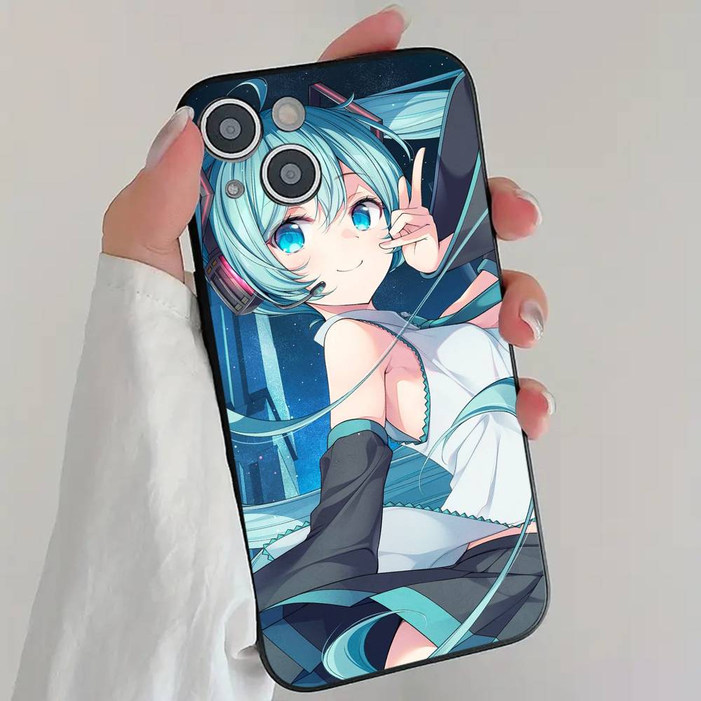 Virtual Singer H-Hatsune M-Miku Phone Case Cool Black Silicone Soft For IPhone 16 15 14 13 12 11 X XR Plus Pro Max Plus