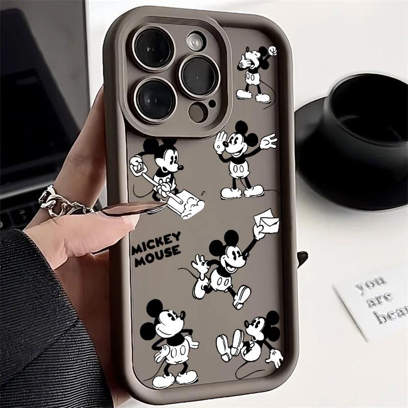 Mickey Mouse Cartoon Black White Phone Case For iPhone 17E 11 12 13 14 15 16 17 Pro Max Fundas 17 Air Plus 16e 13Mini Back Cover