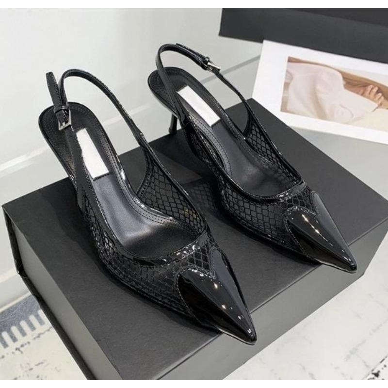 Fashion Summer New Fashion Heart-shaped Pointed Head High Heels After Empty Mesh Baotou Sandals Female Party Pumps