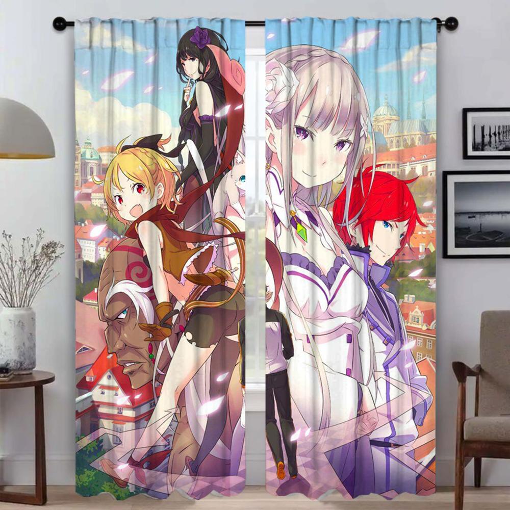 Curtains for Bedroom Re-zero Shades Window Curtain for Room 2 Panel Partition Home Interior Curtains Halloween Decoration Living