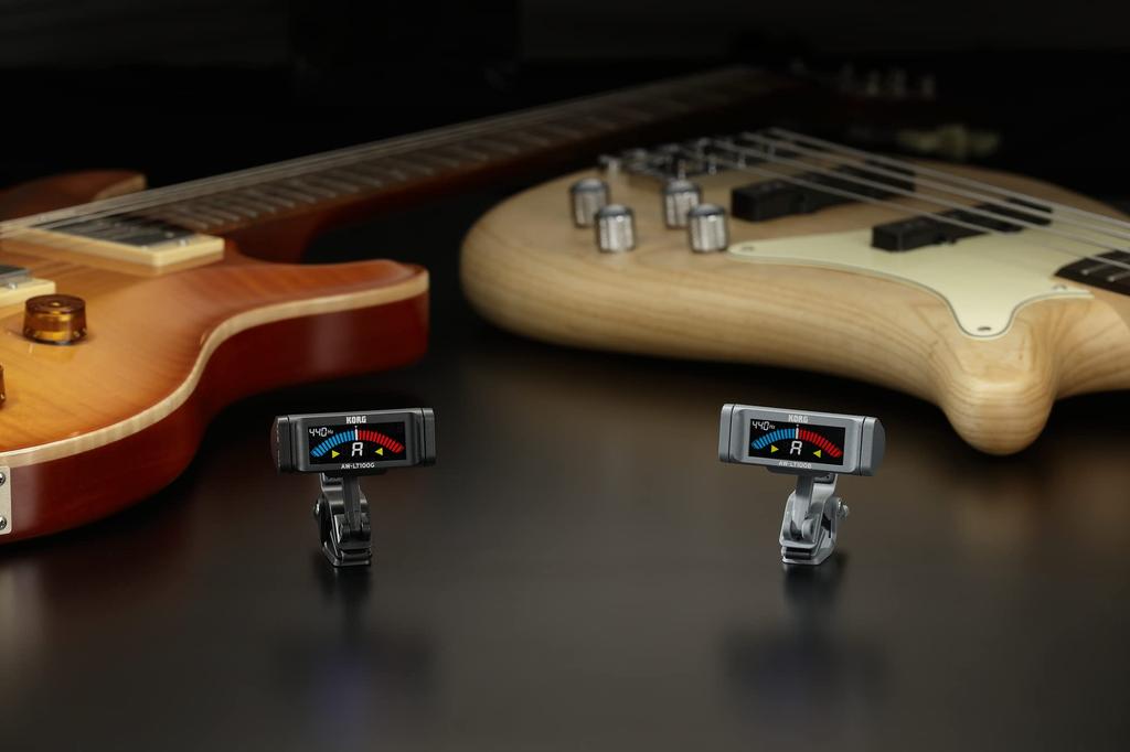 KORG AW-LT100G Clip-on Guitar Tuner with 100-Hour Battery Life, ±0.1 Cent Accuracy, Color Display, Strobe Tuning, 1 AAA Battery, Lightweight and