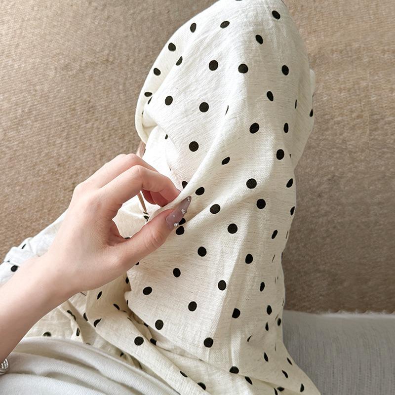 Polka dot wide-leg pants women's autumn high-waisted and thin versatile straight-leg pants senior drape walking loose casual pants