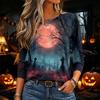 Damen Halloween Print Pullover Top mit langen Ärmeln und Rundhalsausschnitt