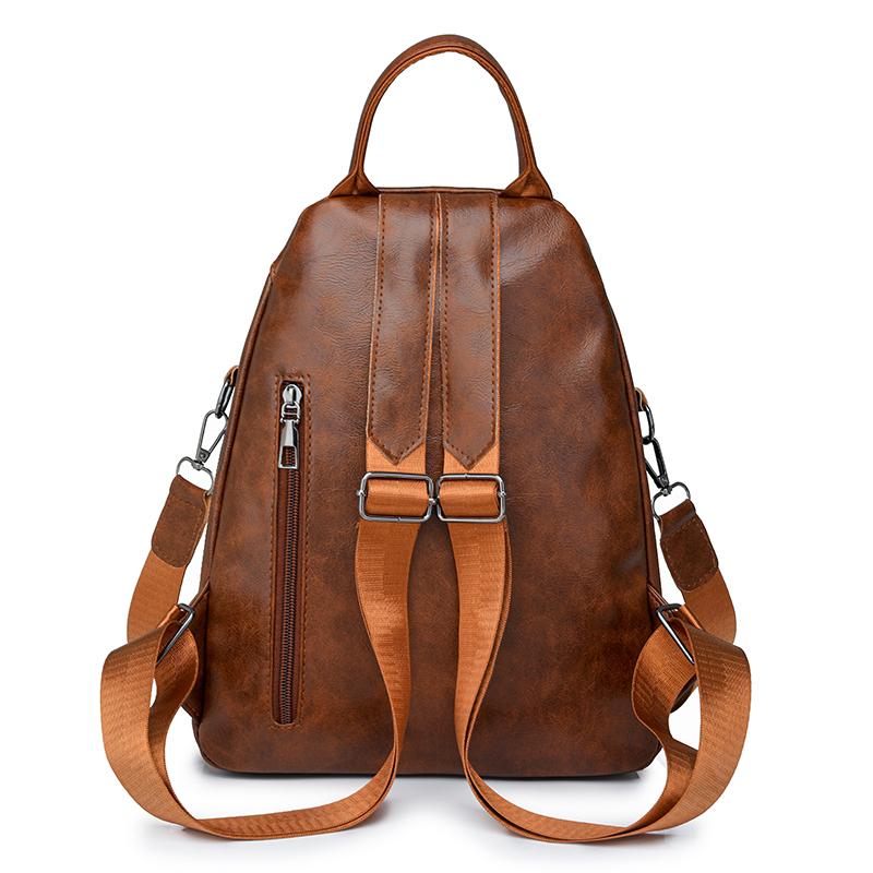 Soft Leather Backpack Women's Commuter Backpack Flip Multi-Functional Shoulder Bag