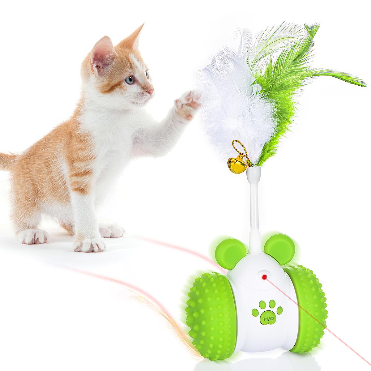 Intelligent Cat Toy 2 Mode Automatic Movement and Red Dot Ray Toy Car Cat Dog Interactive Game Cat Training Pet Supplies зелёный