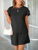 Women's Two Piece Loungewear Set Short Sleeve Top and Shorts Matching Pajama Outfit with Pockets