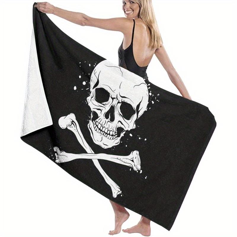 

Pirate Flag Soft Beach Bath Towel, Lightweight for Outdoor Travel Camping Yoga Gym Swimming W30*H60(CM)