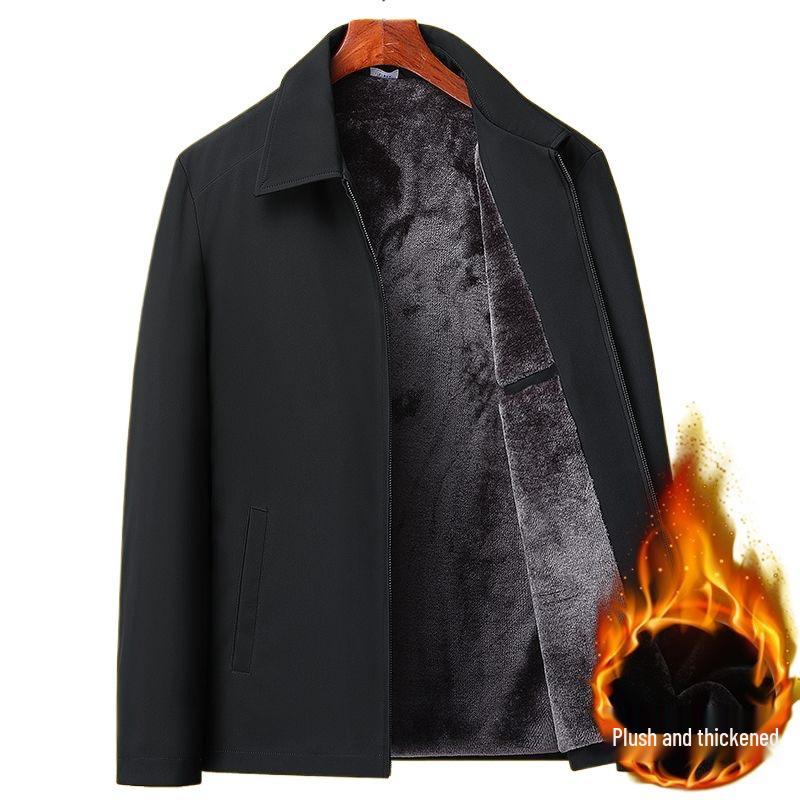 Men's Thickened Plush Jacket: Stylish Autumn/Winter Coat for Middle-Aged and Elderly Men