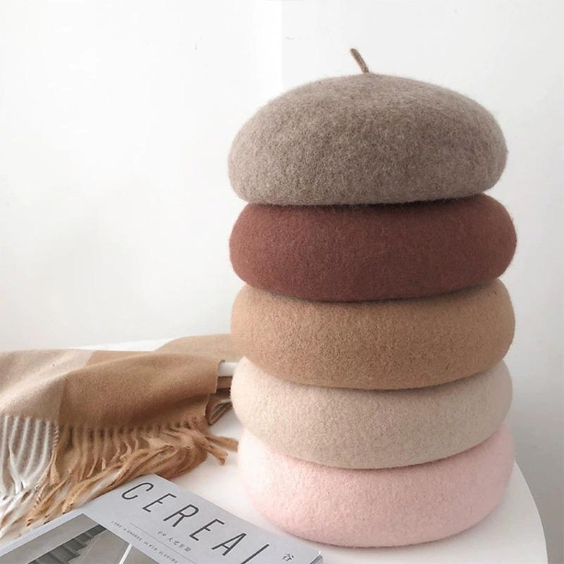 Fashion Solid Color Autumn and Winter Thickened for Keep Warmth Beret Hat Women Versatile Literature and Art Painter's Hat