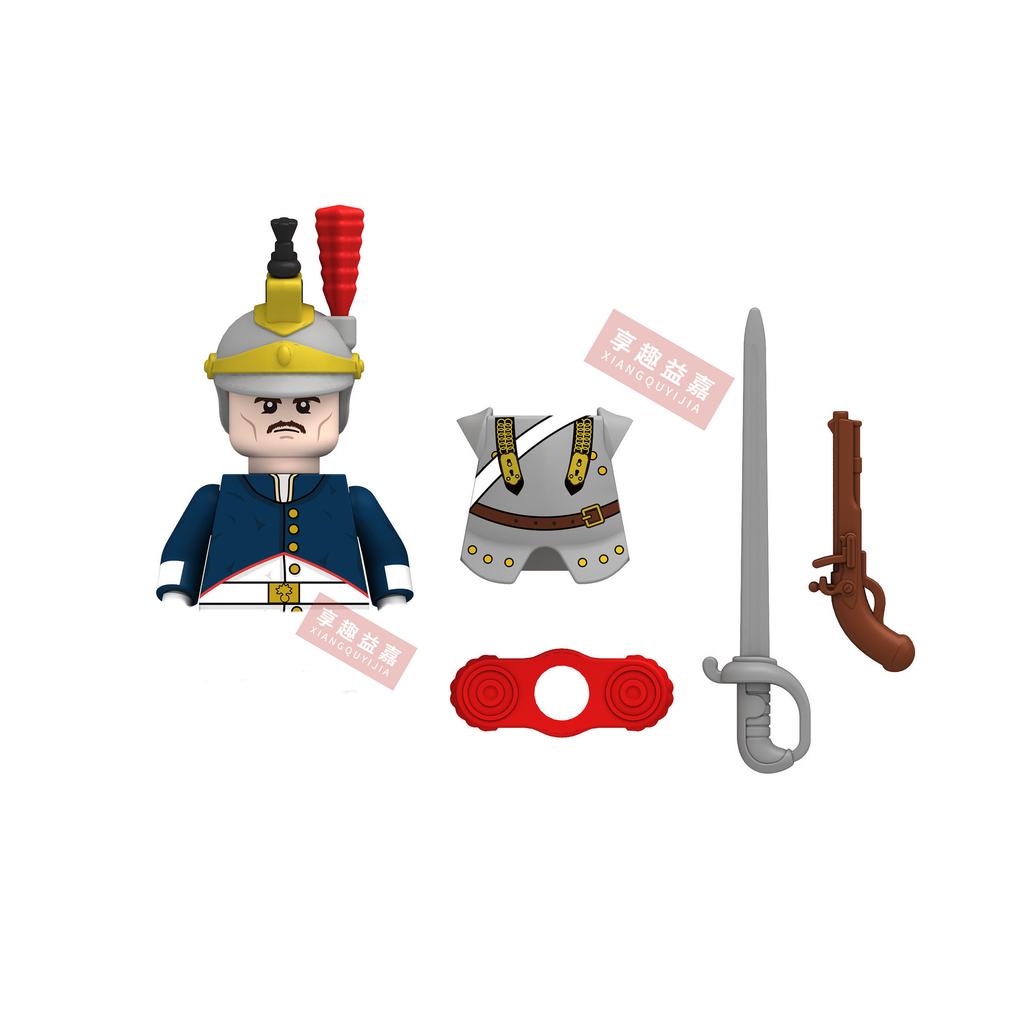 Military affairs Napoleon French Cuirassier Dragoon Building Blocks Model Bricks mini Action toy Figures Toy gift for children