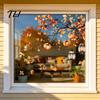 Wasserdichte PVC-Aufkleber für Glastüren Herbst Statischer Fensteraufkleber mit niedlichen Tieren & Ahornblättern, Abnehmbare Ernte-Clings Festival-Clings,