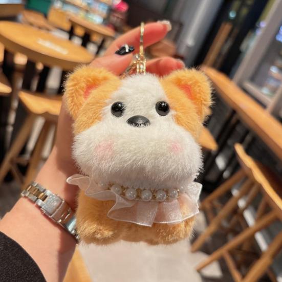 Plush Puppy Keychain Soft Cartoon Dog Bag Charm Car Key Handbag Pendant Kids Adults Birthday Holiday Decoration