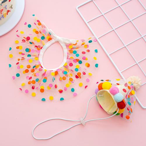 Pet Dog Birthday Party Dog Hat Candy Color Dot Lace Cat Bib Suit Cute Small Medium Dogs Costume Cap Pet Products Accessories