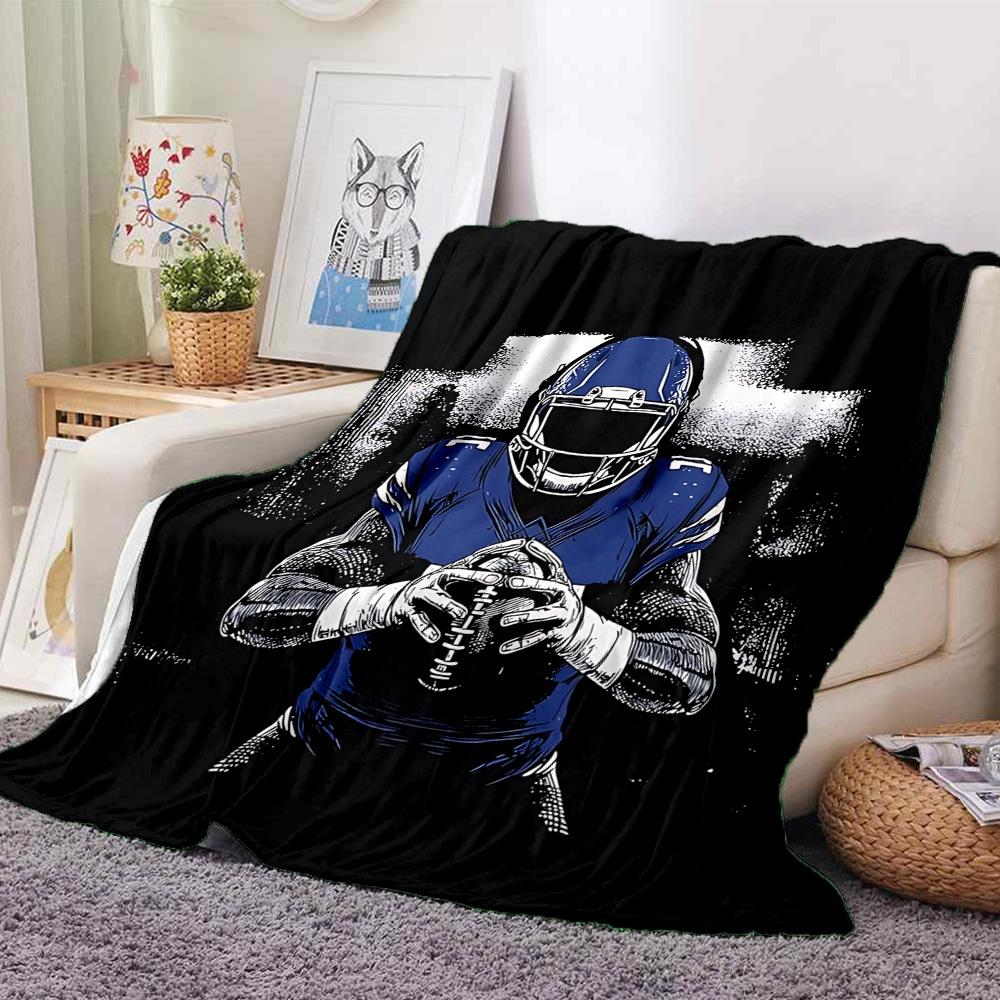 1 Stück Blaue Rugby-Spieler-Decke, Leichte Flanell-Kuscheldecke für Sofa, Bett, Reisen, Camping, Wohnzimmer, Büro, Couch, Stuhl und Bett