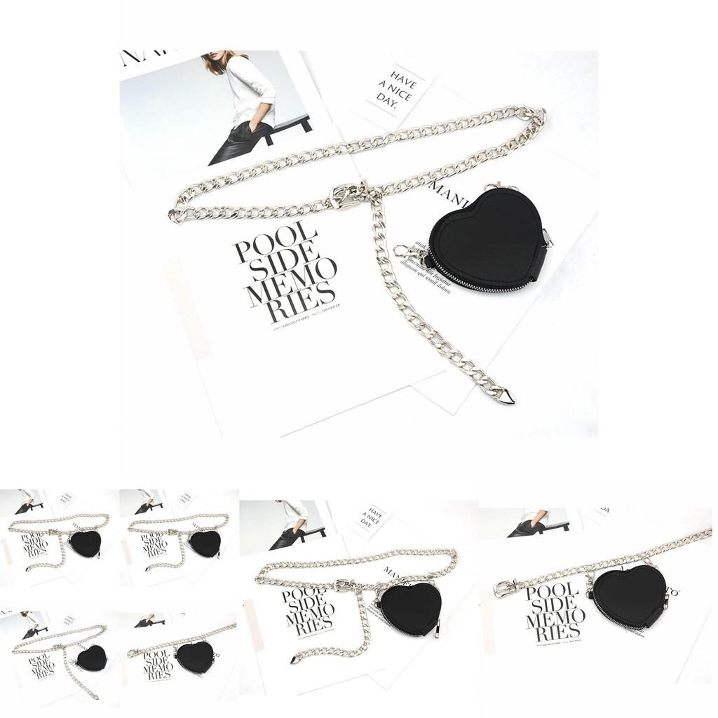 Fashion Metal Women Waist Chain With Detachable Heart Shaped Bag Pendant For Outdoor Wear