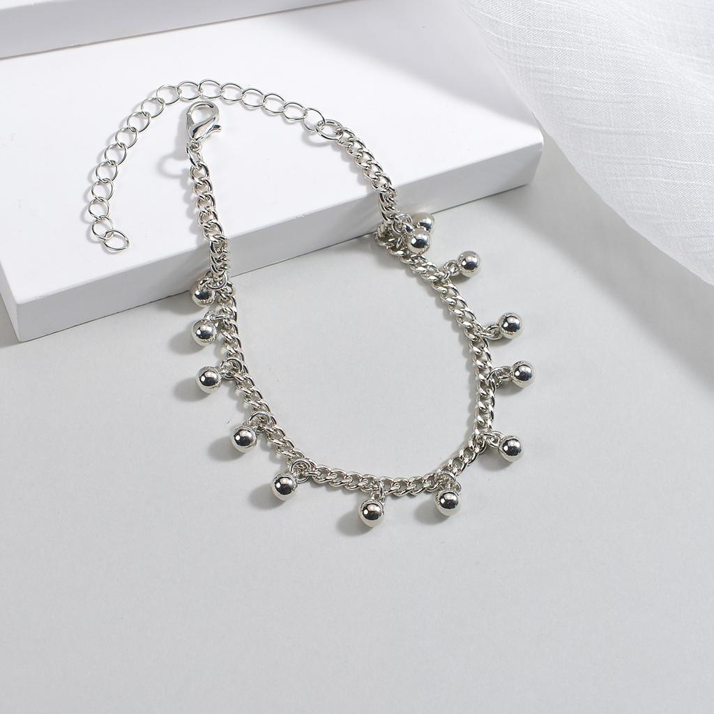 Fashionable and minimalist tassel round bead pendant single women's beach anklet