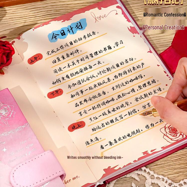 Retro Notatnik Rose Art B6 z Magnetycznym Zapięciem i Hot Stampingiem