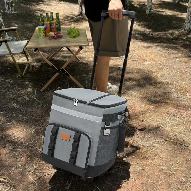 Borsa termica morbida a tenuta stagna da 35L con ruote, grande capacità, borsa termica isolata per picnic, campeggio, spiaggia, consegna, multiuso