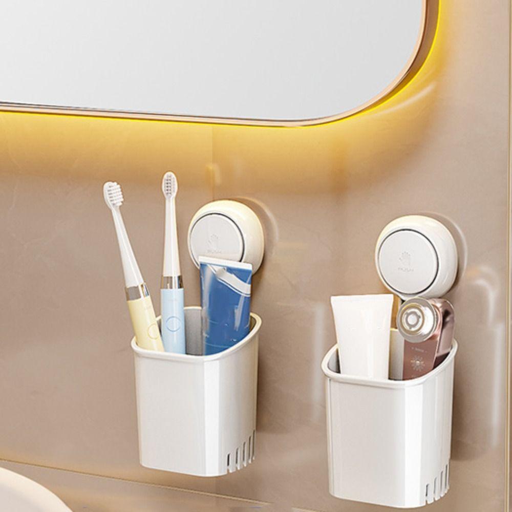 2pcs Removable Razor Holder Wall-mounted Toothpaste Holder Suction Cup Toothbrush Holder  Dormitory