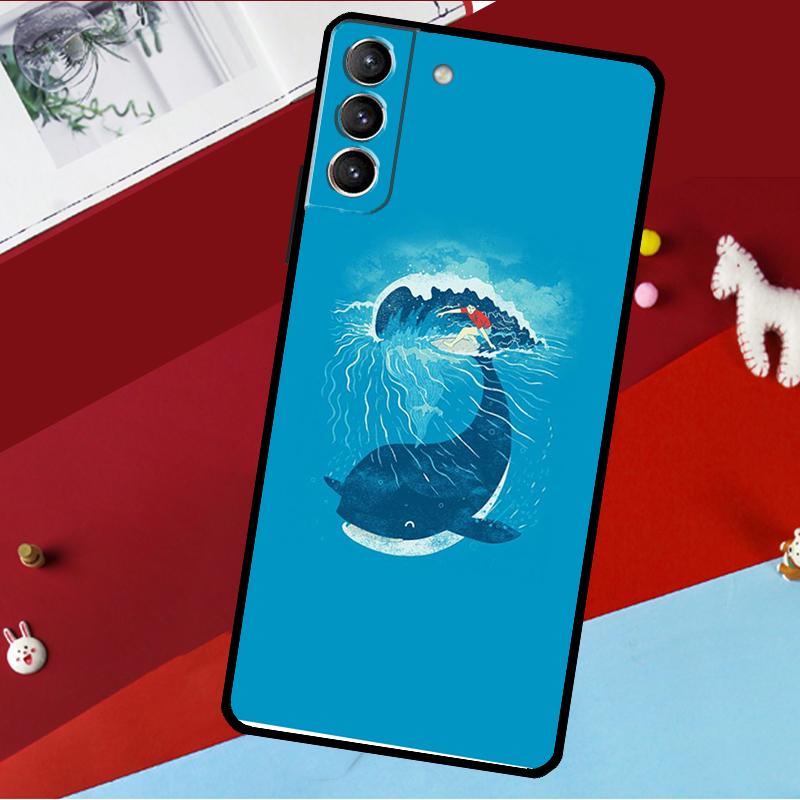 Whale Fish Wave Sea Funda For Samsung Galaxy S26 S25 S24 S22 S23 Ultra Plus S20 S21 FE S9 S10 S25 FE Phone Case
