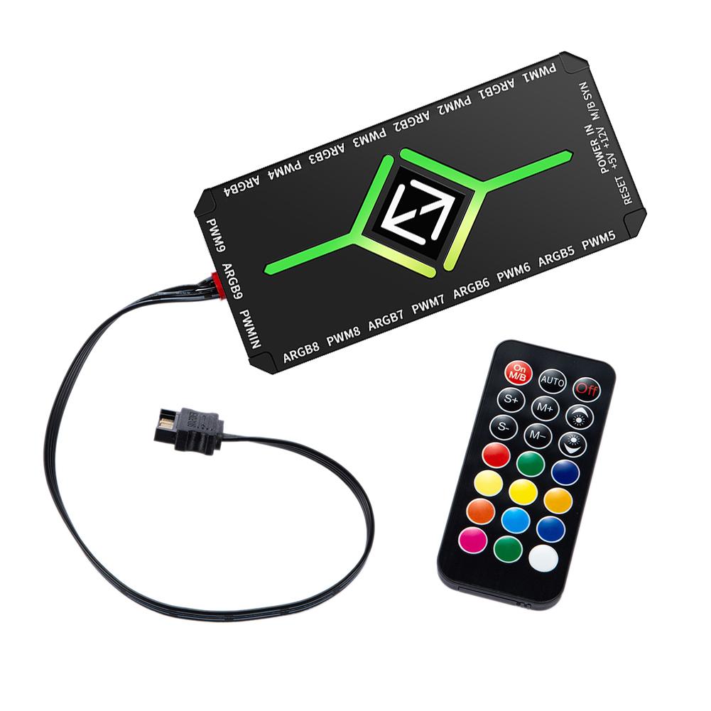 1/2/3 Pcs 1 To 9 3 in 1 5V 3 Pin ARGB Controller Cooling Fan Hub with Remote 4 Pin PWM Magnetic Suction Hub SATA Power Supply