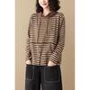 Cotton Striped Casual Hooded Sweatshirt for Women Spring and Autumn New Style Loose Simple Temperament Fashion Top
