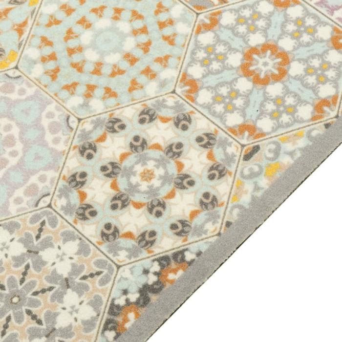 VidaXL Tapis de Cuisine Lavable Impression Pastel Hexagonale, Paillasson Antidérapant, Tapis de Sol, Tapis devant Évier, 4005629