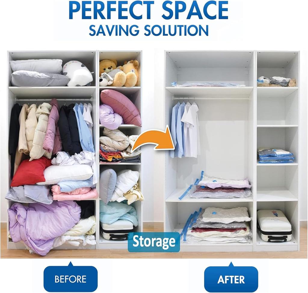 Vacuum Storage Bag for Clothing, Comforters, Blankets, Bedding Home Packing Organizers Not Include Pump