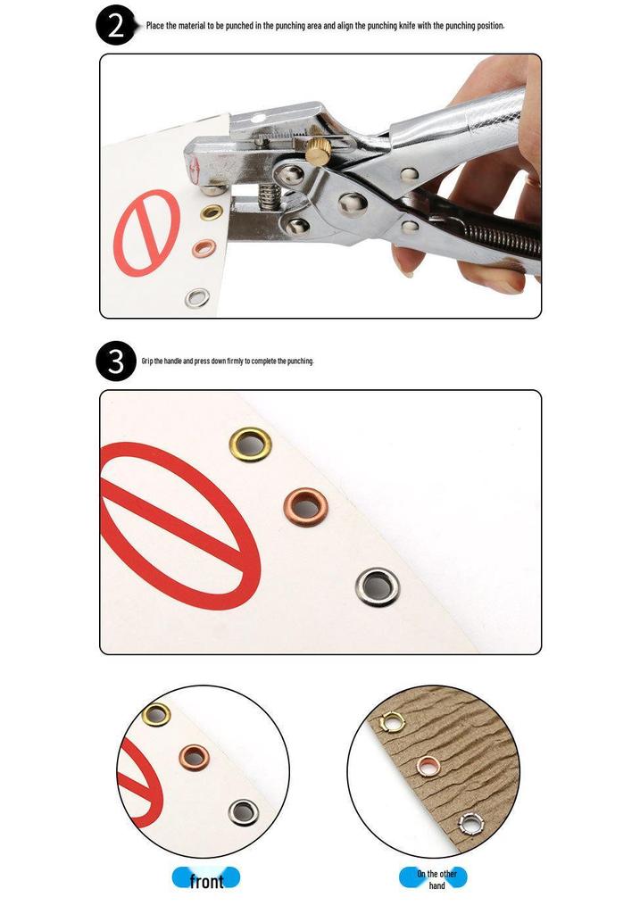 Adjustable Hole Punch Pliers, 4-13mm Depth, Lever Design for Easy Punching & Eyelet Setting