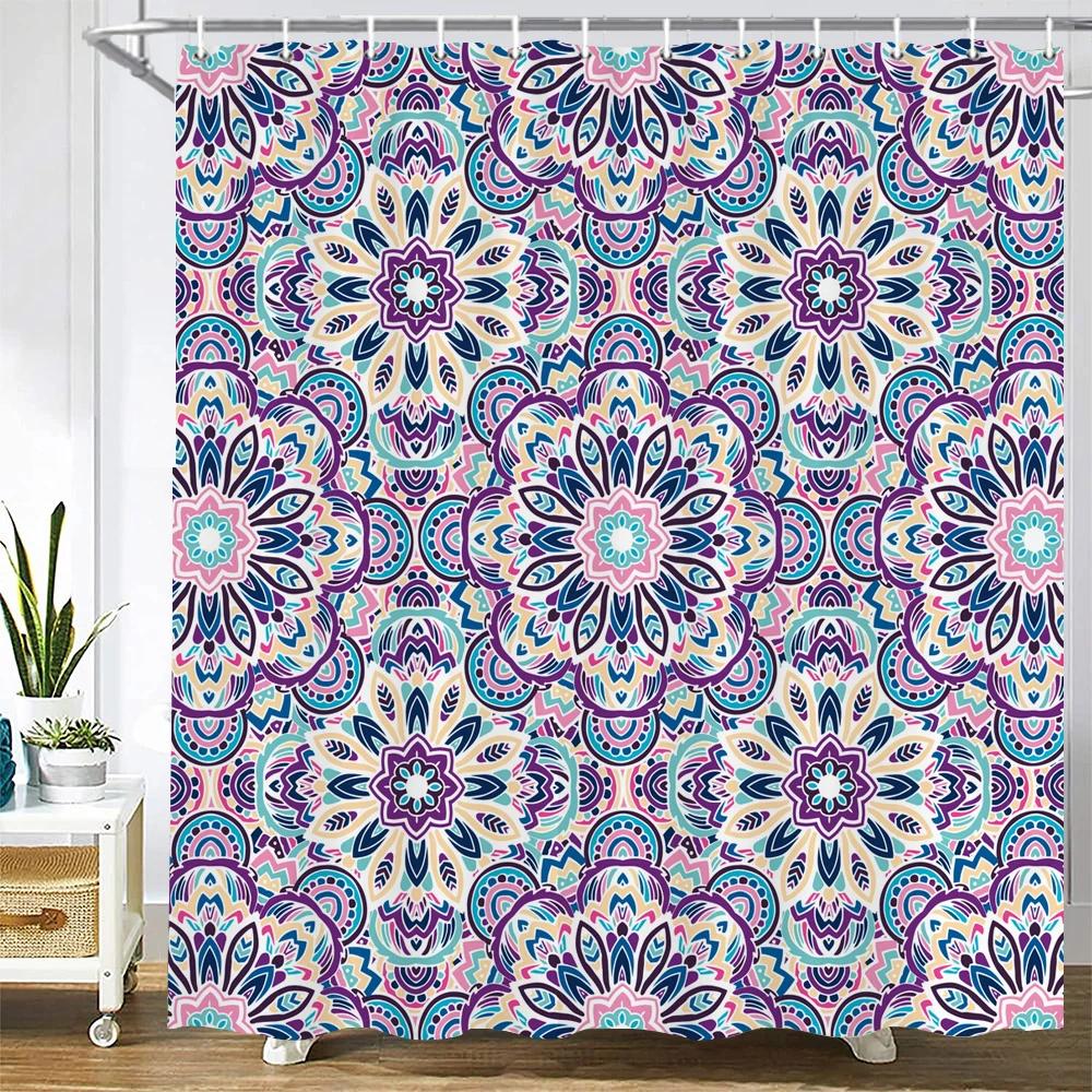 Indian Bohemian 3d Shower Curtains Waterproof Fabric Print Boho Mandala Bathroom Curtain With Hooks Decor 180*200 Bathtub Screen
