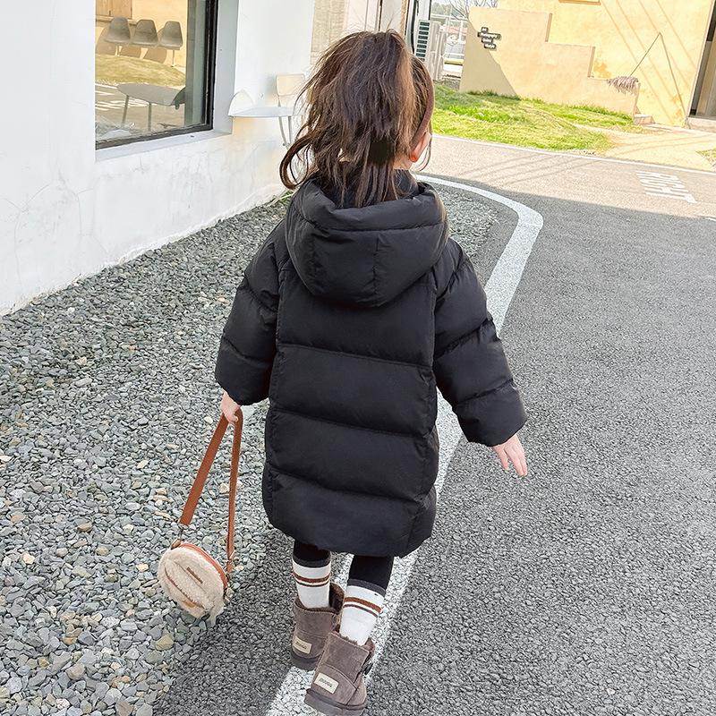 Girls' Winter 2025 Mid-Length Down Jacket - Fashionable Thickened White Duck Down Coat for Baby Girls