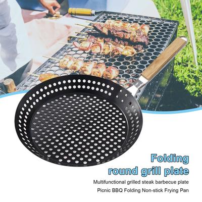 Foldable Carbon Steel Frying Pan Non-stick Creative Hollow Round Shape Flat Pan