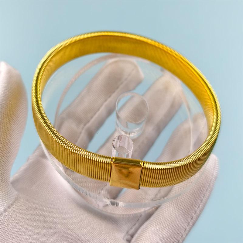 Unisex Adjustable Metal Spring Bangle Bracelet - Non-Slip Elastic Cuff Armlet
