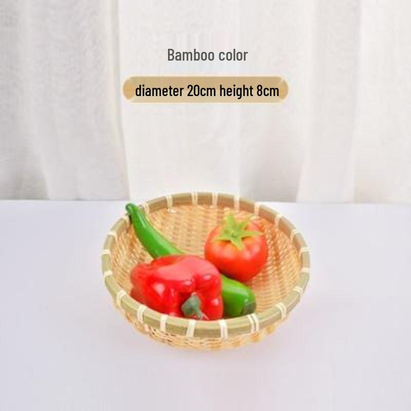 Handwoven Bamboo Winnowing and Storage Basket – Round Basket for Steamed Buns, Fruits, Vegetables, and Draining.