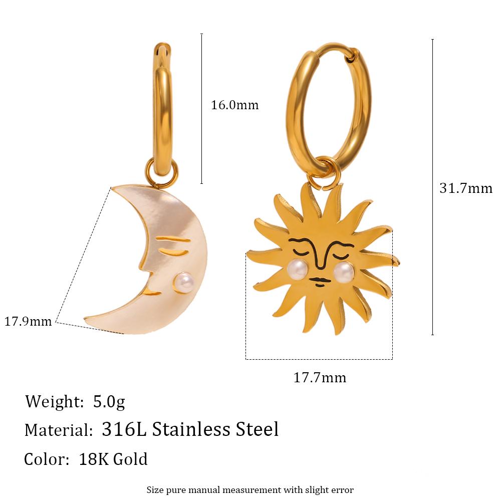 

MamacitaSlay Creative 316L Stainless Steel Shell Pearl Sun Moon Earrings Waterproof Jewelry Women s 18K Gold Plated Earrings