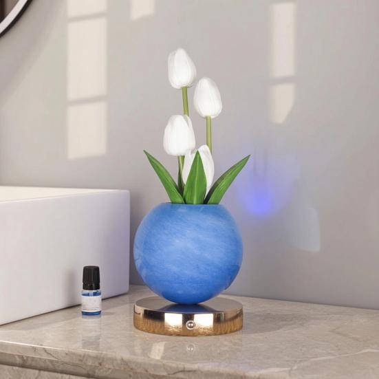 Tulip Planet Night Light Dimmable Touch Lamp with Aromatherapy Diffuser USB Rechargeable Artificial Flower