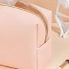 Portable Makeup Bag Faux Leather Cosmetic Bag Waterproof Solid Color Toiletry Organizer for Daily Use Travel Business Trip