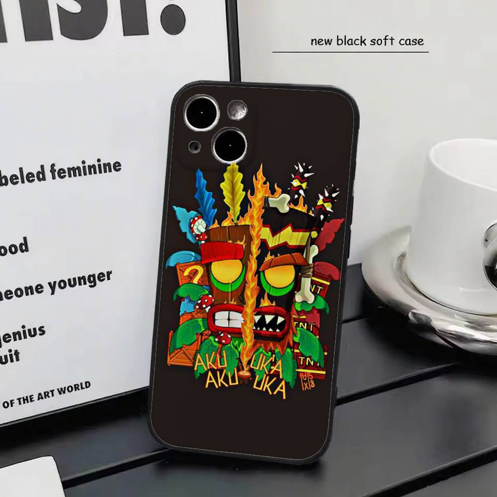 

Aku Aku Crash For IPhone 13,17,11,12,16,14,15,Plus,Pro Max Soft Silicone Black Phone Case iphone 13 Pro Max