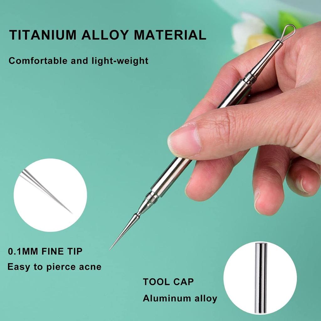 Professional Facial Milia Removal and Whitehead Extractor & Lancet - Double Ended Circle Loop & Sharp Needle Pimple Popper Tool - 2-in-1 Blackhead &