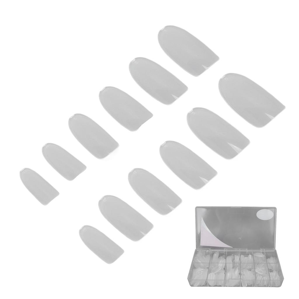 504pcs Extra Long False Nail Tips Frosted Oval Thin Full Cover Transparent Artificial Nails Tips