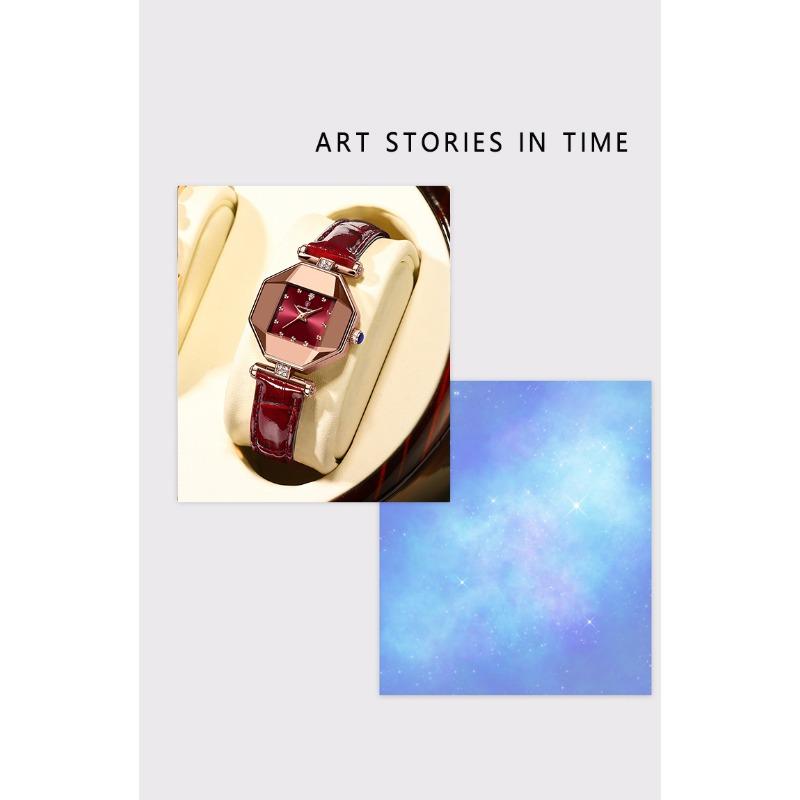 POEDAGAR Luxury Quartz Watch Elegant Fashion Red Dial Waterproof Ladies Leather Watches Women High Quality