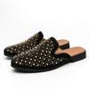 Rivet Pointed Toe Slippers Men's Summer Heelless Sandals Men's Leather Shoes Sandals Outerwear Slippers Male Casual Shoes