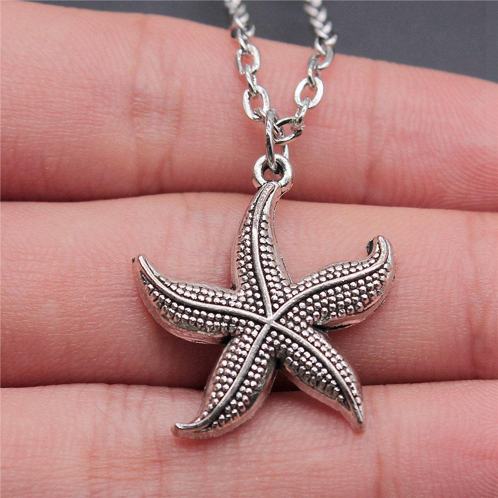 Schildkröte Seestern Muschel Anhänger Antik Bronze Metall Brautkragen Halskette für Strandhochzeit Trendiges Geschenk