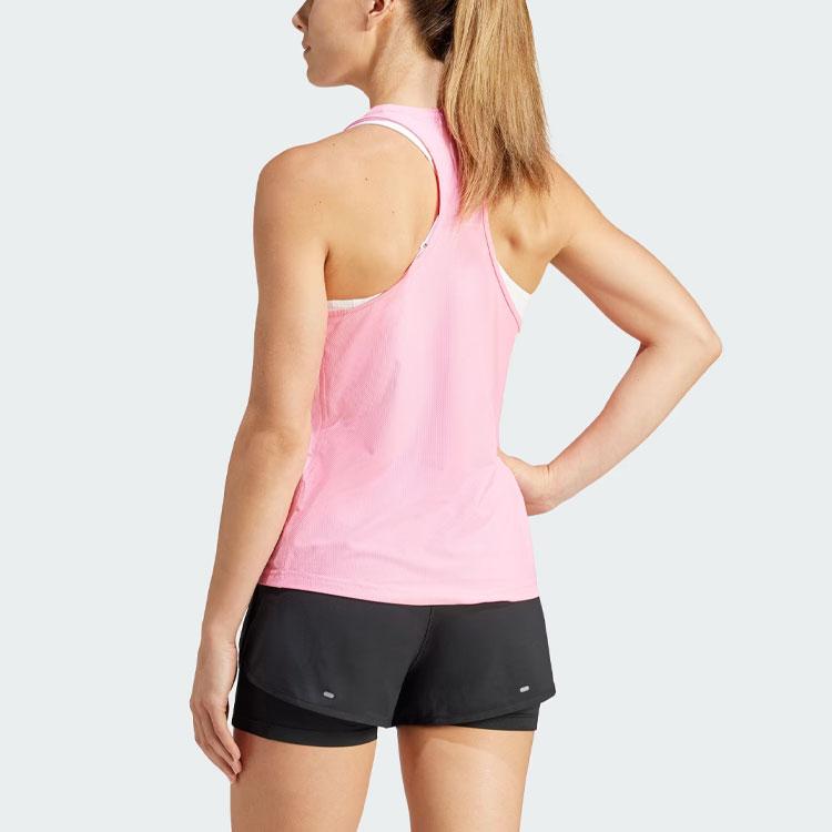 Adidas Own The Run Tank Top With Three Stripes Logo Women Tops Pink IN2963