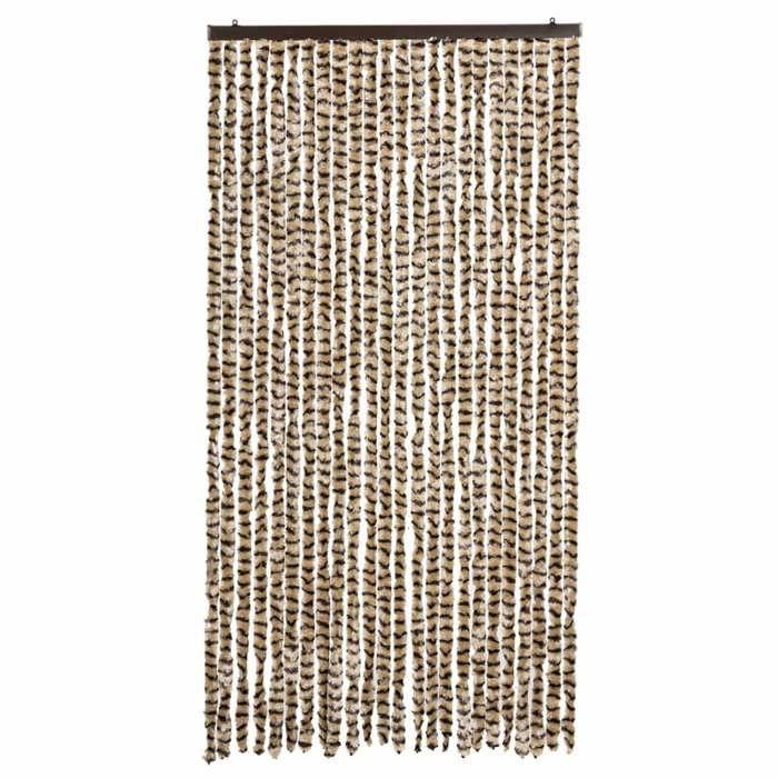 VidaXL Rideau Anti-mouches, Store Anti-insectes avec Crochet, Rideau de Porte Longueur et Largeur Réglables, Beige et Marron 377389